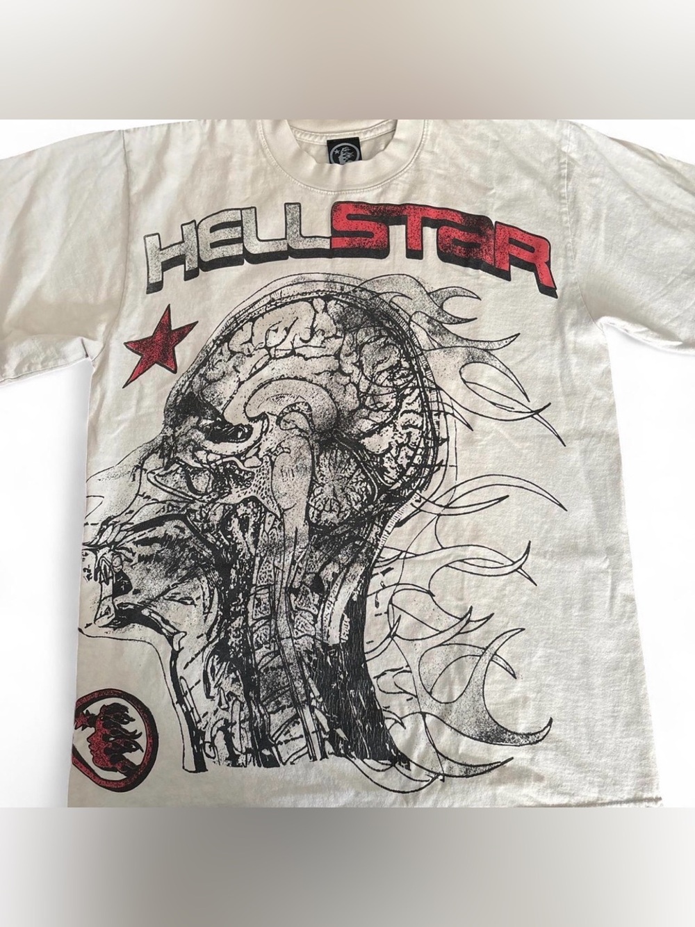 Hellstar Skull Graphic Short Sleeve Tee in White and Red
